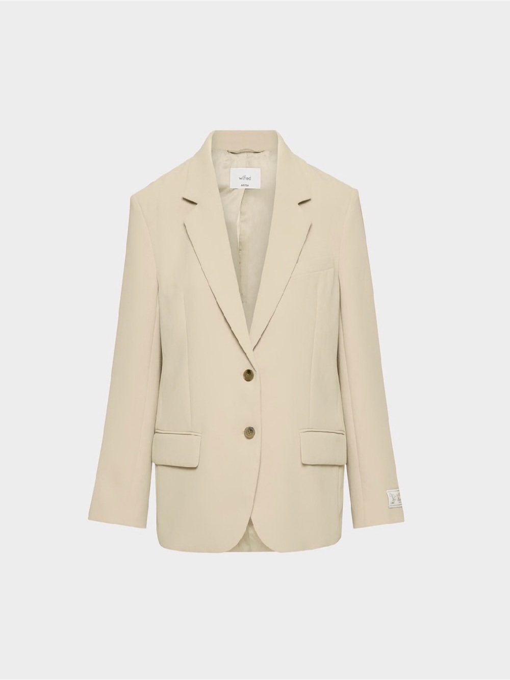 NWT Aritzia Wilfred Blazer Relaxed Fit Beige XS Single Breasted Shoulder Pads